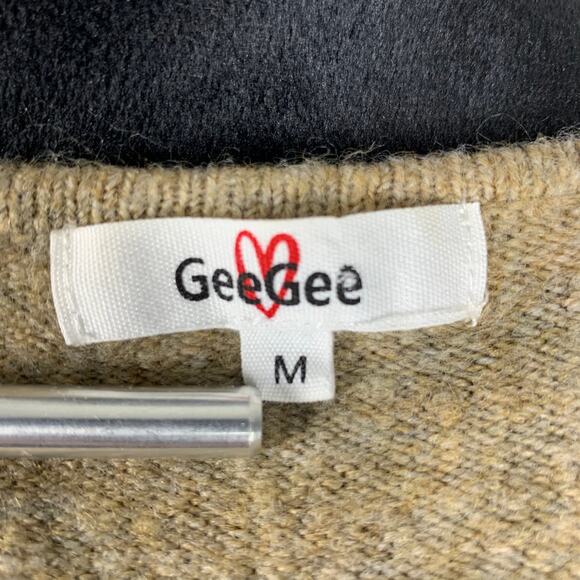 GeeGee High-Low Sweater Women's Medium Brown V-Neck Long Sleeve Soft Cozy - Picture 2 of 9